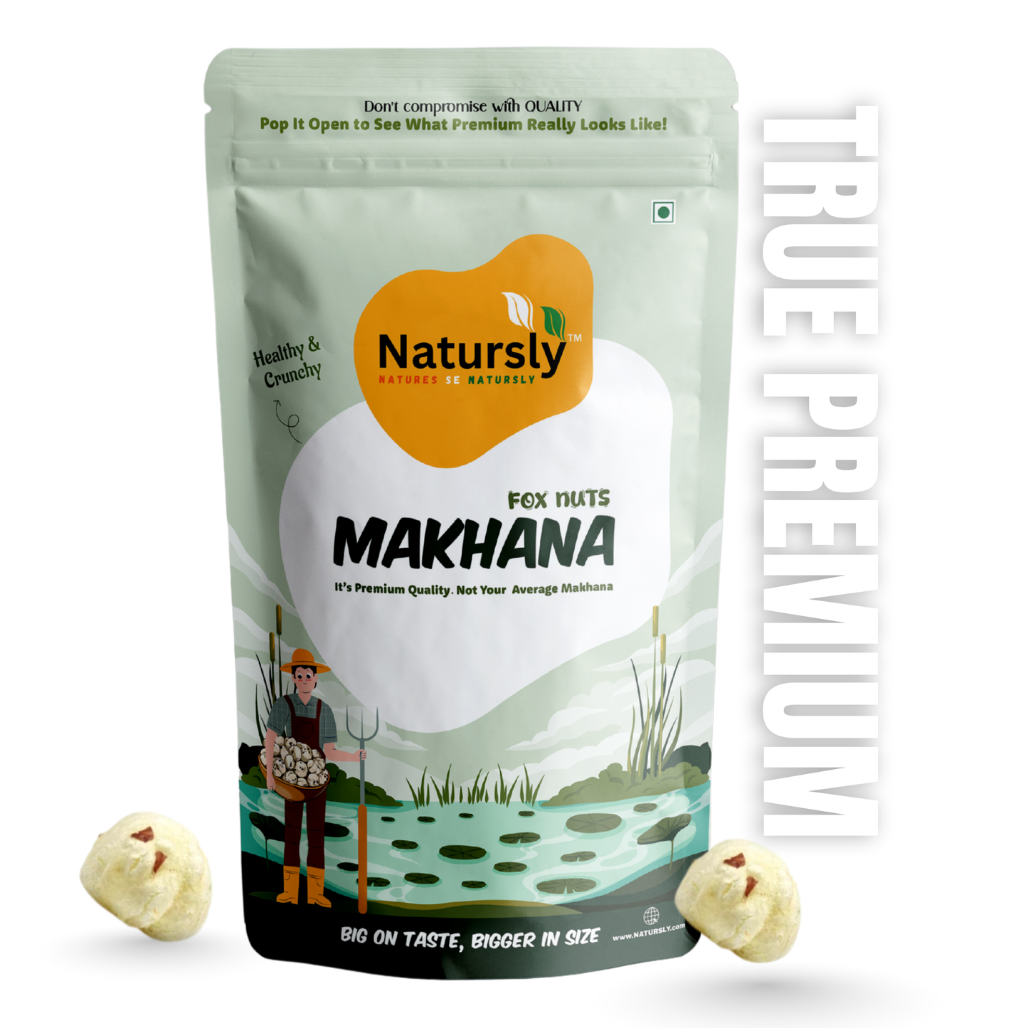 NATURSLY True Premium Lotus Seeds 100g ( Phool Makhana ) Healthy Crunchy Fox Nuts Snack – Natural, Protein-Rich & Gluten-Free Super Food