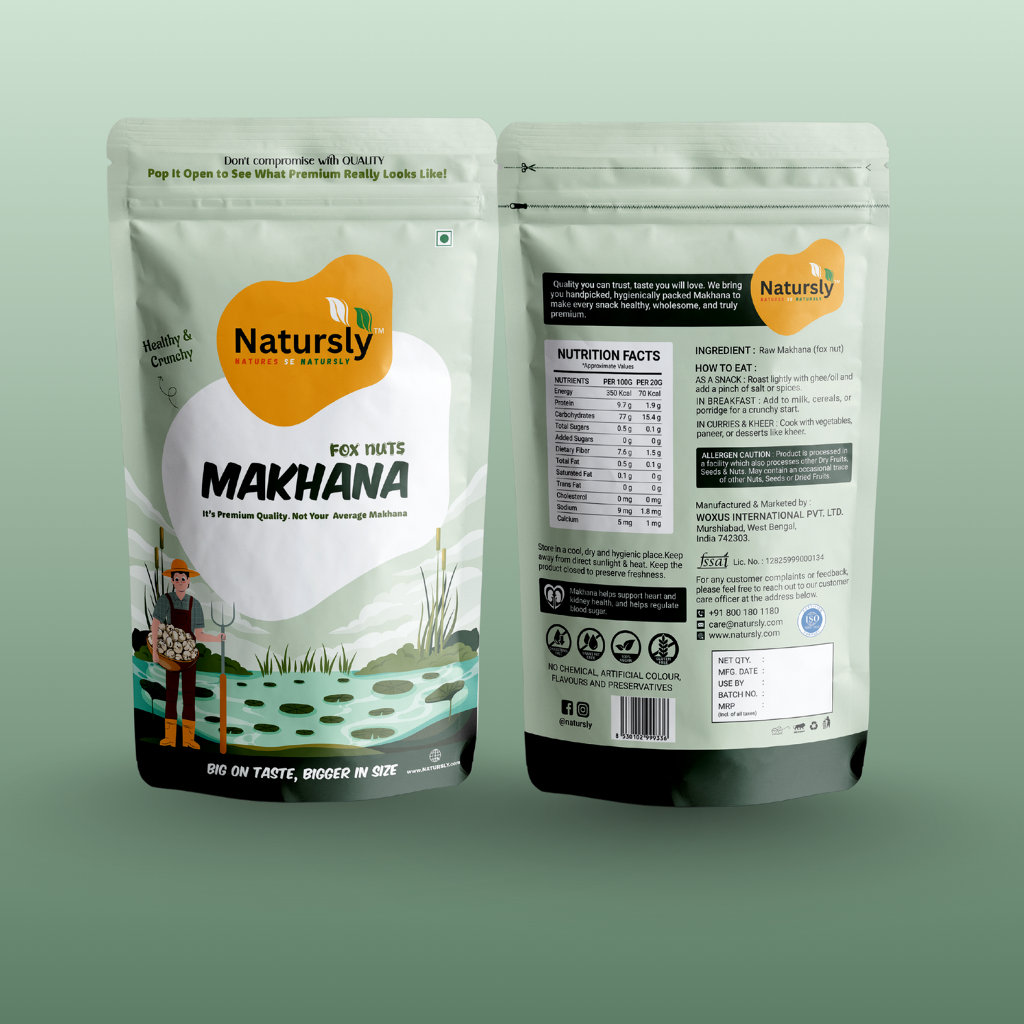 NATURSLY True Premium Lotus Seeds 100g ( Phool Makhana ) Healthy Crunchy Fox Nuts Snack – Natural, Protein-Rich & Gluten-Free Super Food