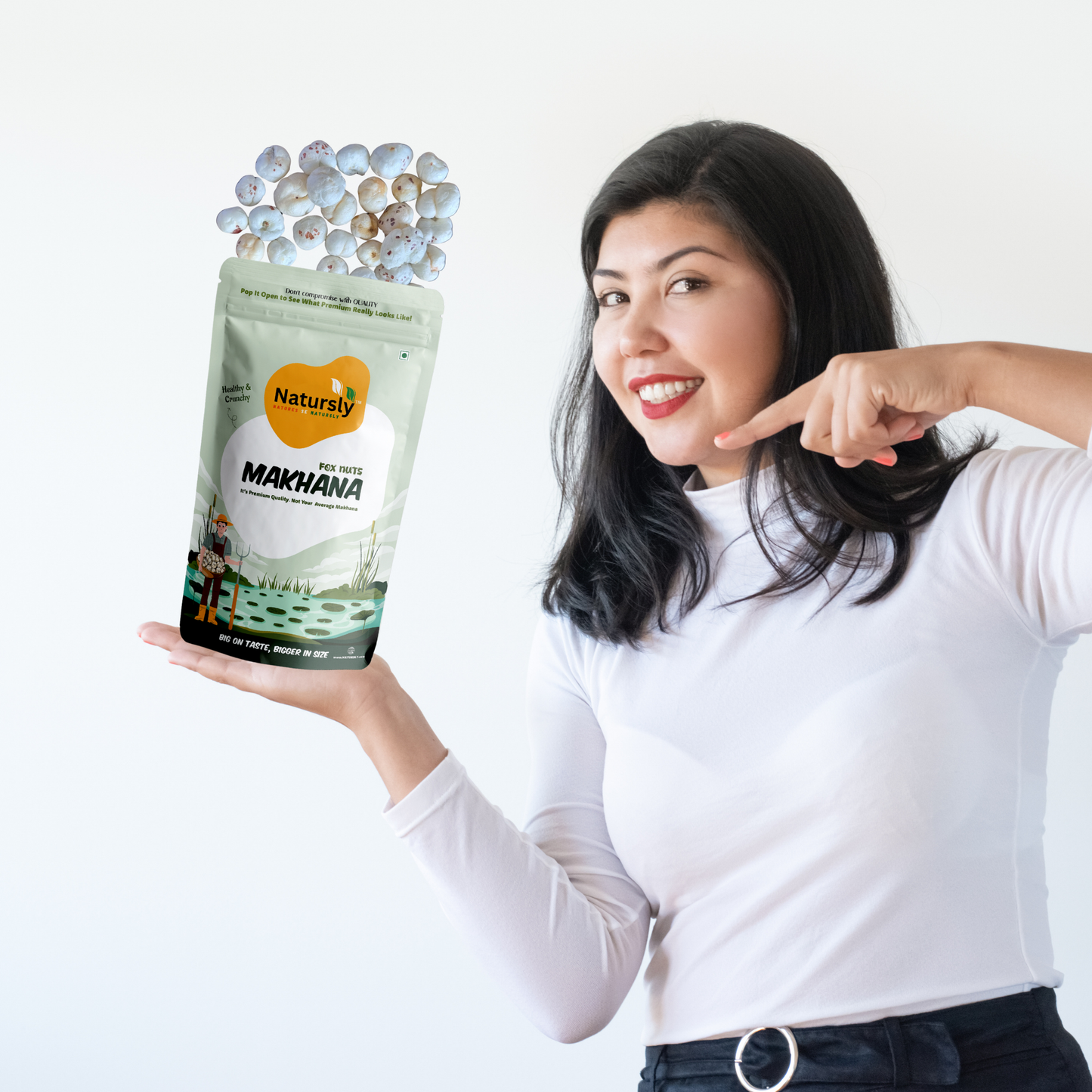 NATURSLY True Premium Lotus Seeds 100g ( Phool Makhana ) Healthy Crunchy Fox Nuts Snack – Natural, Protein-Rich & Gluten-Free Super Food