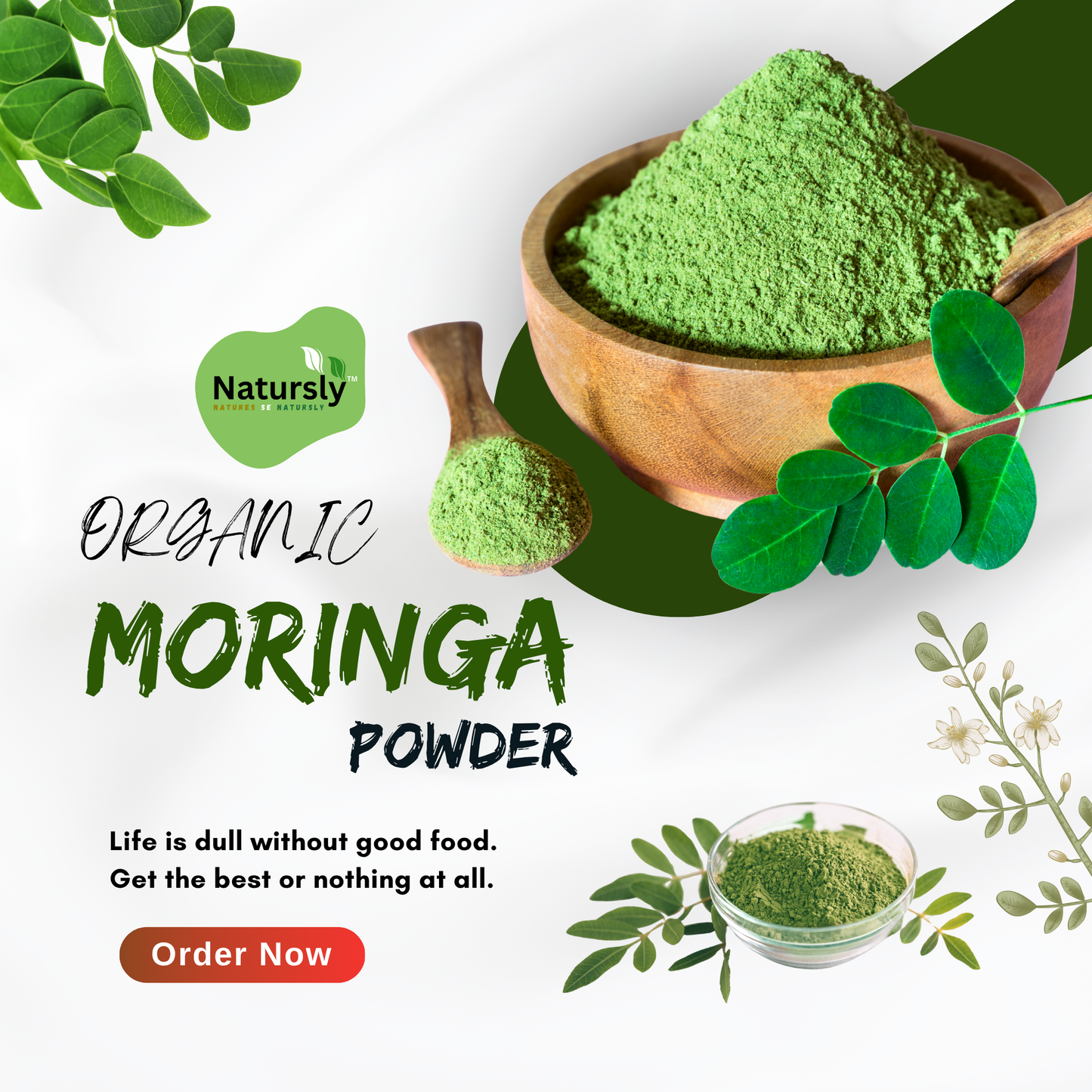 NATURSLY ORGANIC MORINGA POWDER, 200g, 100% PURE LEAF POWDER, RICH IN VITAMINS AND MINAREALS
