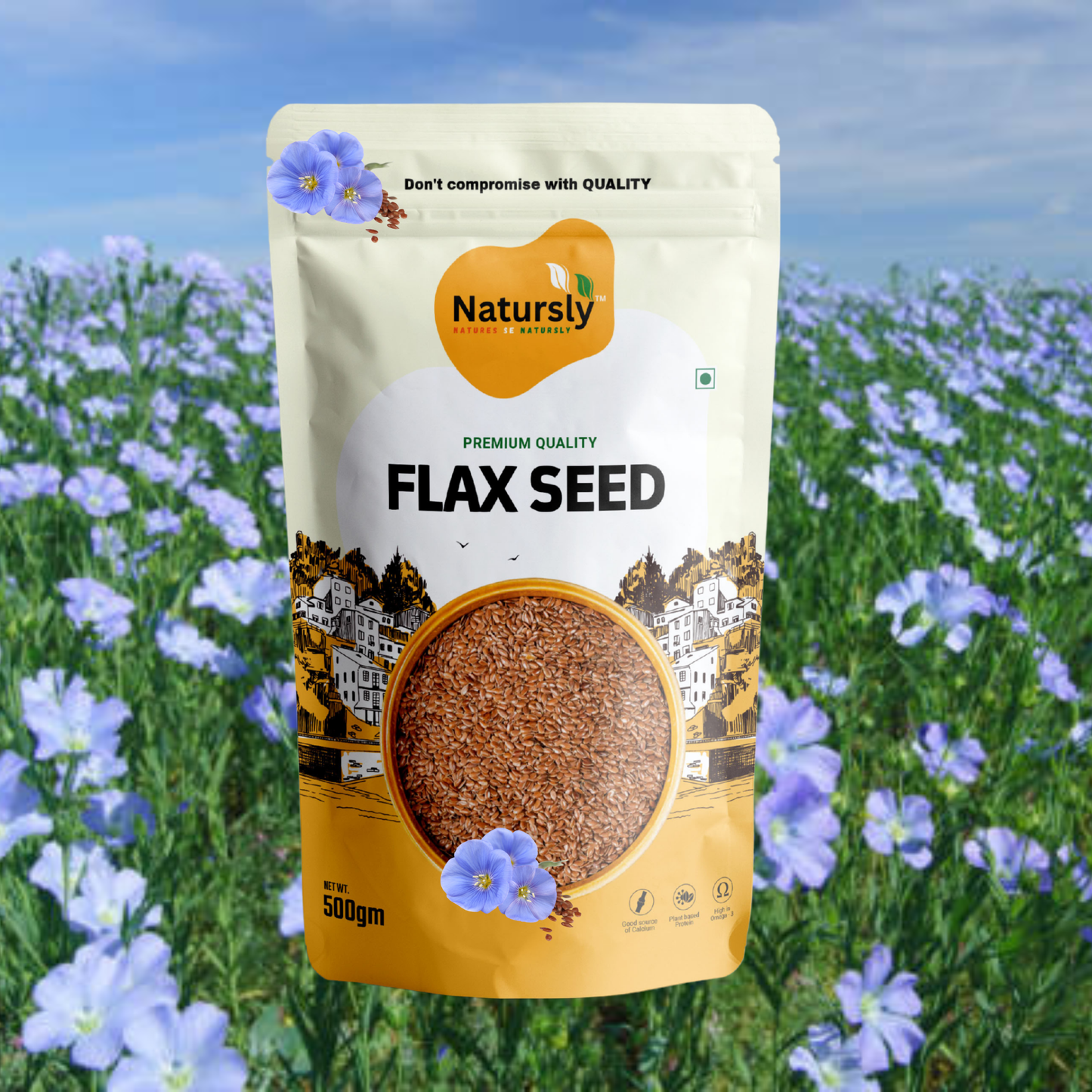 Natursly Premium Raw Flax Seeds | High in Omega-3, Protein & Fiber | 100% Natural Superfood for Weight Loss & Heart Health