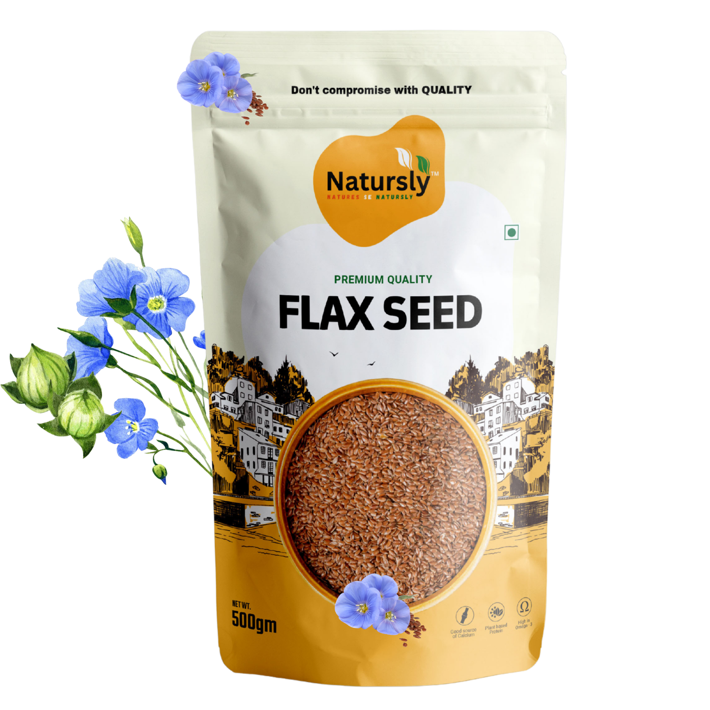 Natursly Premium Raw Flax Seeds | High in Omega-3, Protein & Fiber | 100% Natural Superfood for Weight Loss & Heart Health